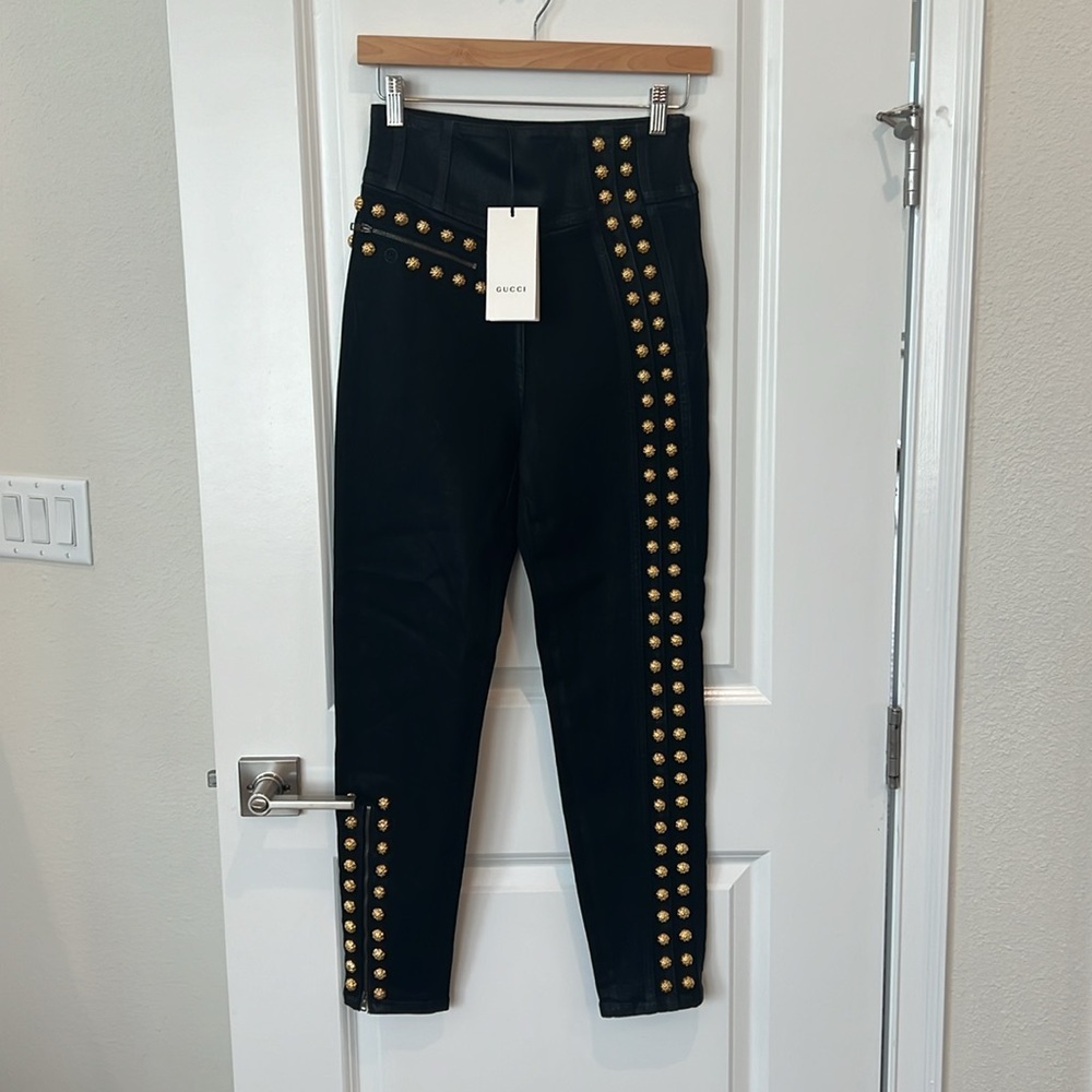 nwt $3500 GUCCI Coated Studded Embellished Jeans - Picture 3 of 9